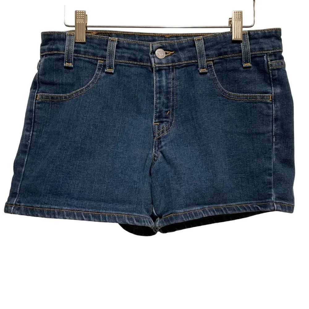 Levi's High Rise Blue Jean Denim Shorts Red Tab Juniors Size 5 - Picture 1 of 8